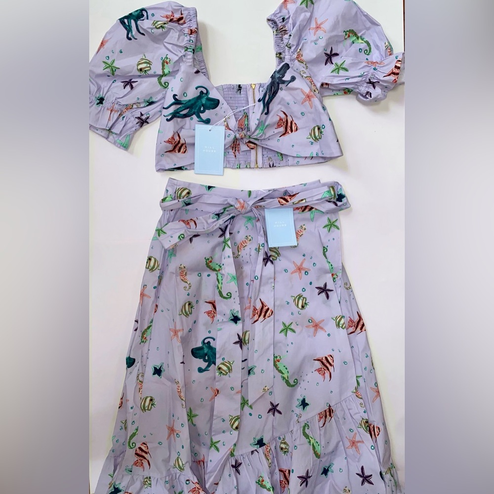 Hill House Matching Set Med: Mirabel Skirt & Isabella Top - Sea Creature Print